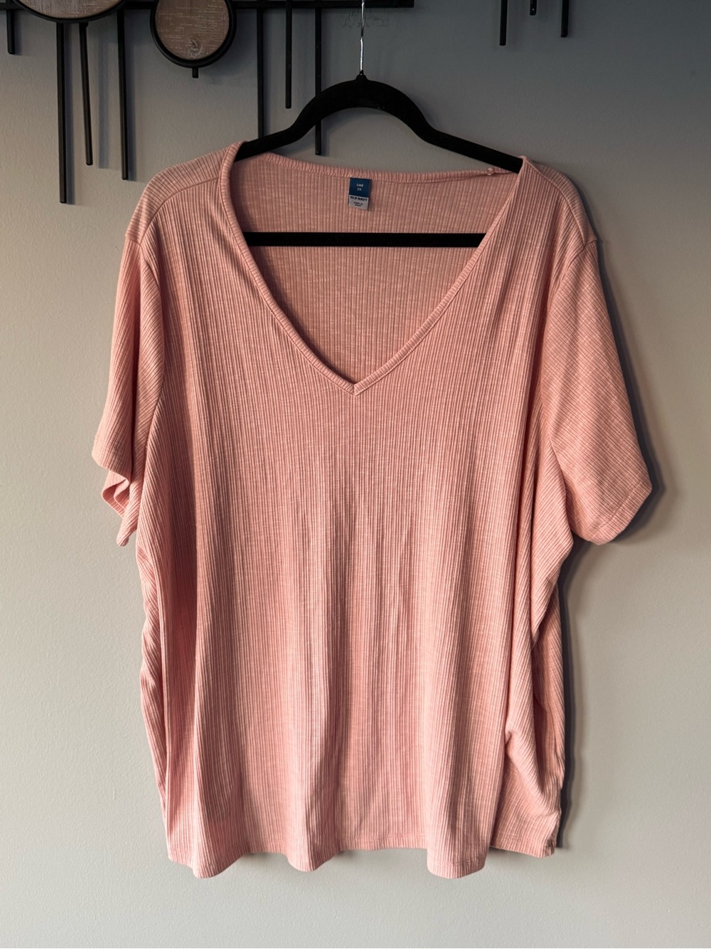 Old Navy Pink Ribbed V-Neck Womens Top